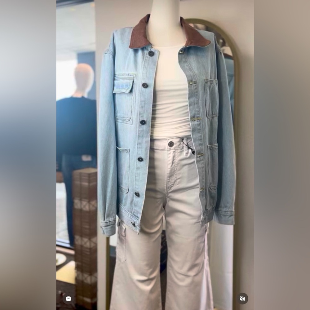 Denim Jacket with Brown Accents - Picture 2 of 4